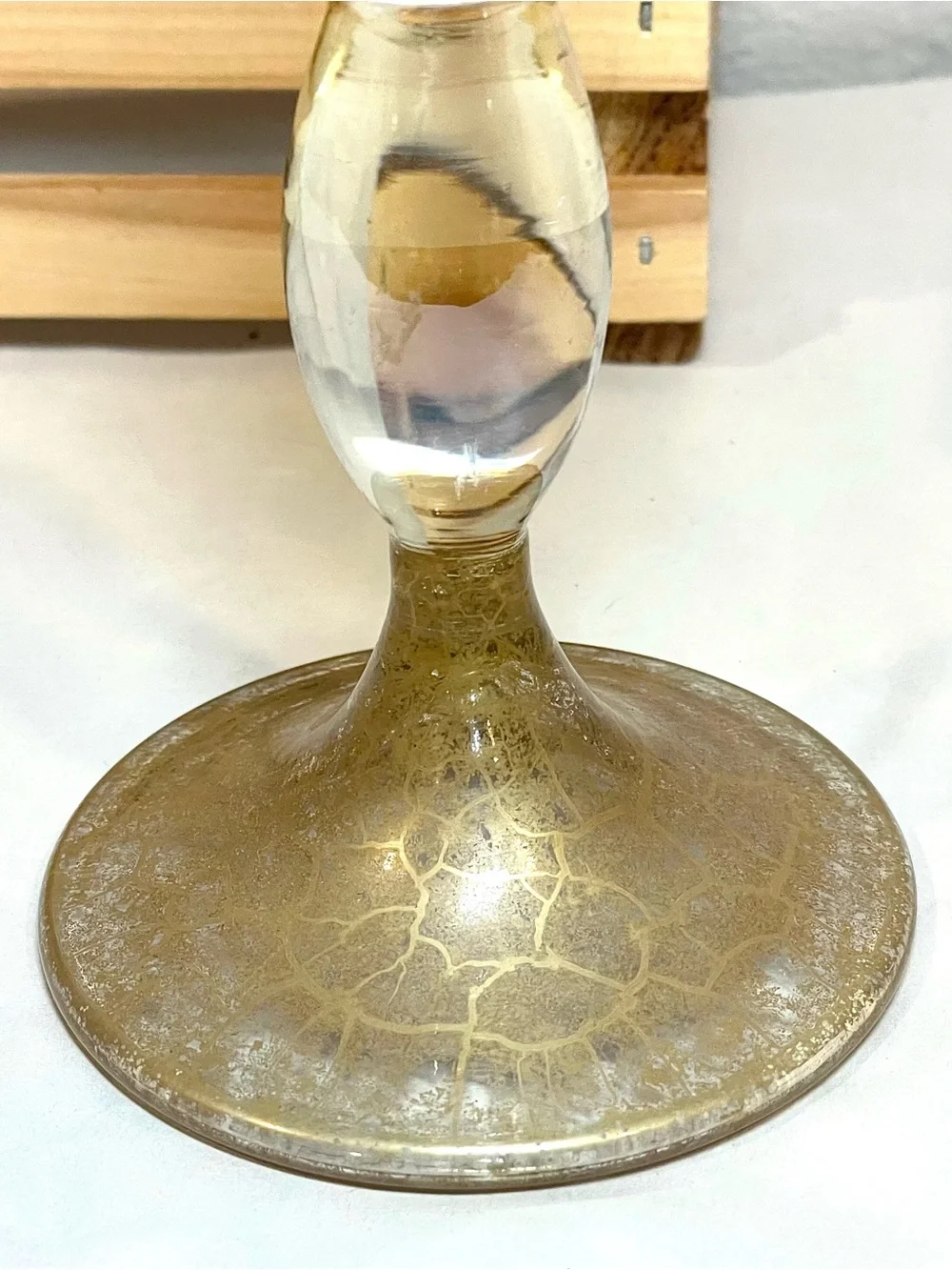 Bombay Glass Vintage Champagne & Gold Carnival Glass Vase | Opalescent